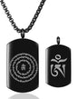 Om Mani Padme Hum Totem Column Necklace for Men and Women, Stainless Steel Meditation and Healing, Six-Word Buddhist Pendant Jewelry - color: Six Word-C