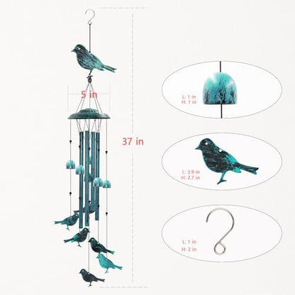 Askhald Bird Wind Chimes for Outside Windchimes Outdoors with 6 Wind Bells Hanging Decor for Patio Garden Porch Backyard Birthday Thanksgiving Christmas for Mom Grandma Nana