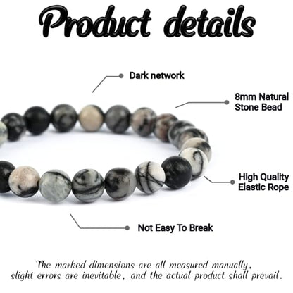 Natural Energy Healing Stone Charm Bracelet 8mm Natural Energy Healing Lava Rock Bracelet - Unisex - color: ZLY-Dark network