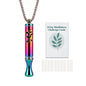 Stainless Steel Breathing Necklace with Meditation Cards, 2-in-1 Aromatherapy Necklace for Calm, Stress Support, Focus, and Urge Management for Women Men - color: Rainbow, style: Necklace with card
