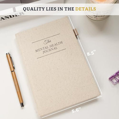 Mental Health Journal for Women and Men - Anxiety & Guided Journal with Mood & Habit Tracker - Take 5 Minuets Everyday - 91 Days Self Care Journal with Prompts, Begie - color: Beige