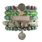 5PCS 6PCS Natural Boho Beaded Bracelets/Bangle for Women Men,Healing Turquoise Jasper Agate Crystal Gemstone Stone Chakra Multilayer Wrap Bohemian Handmade Jewelry Beads Stretch Bracelet Set