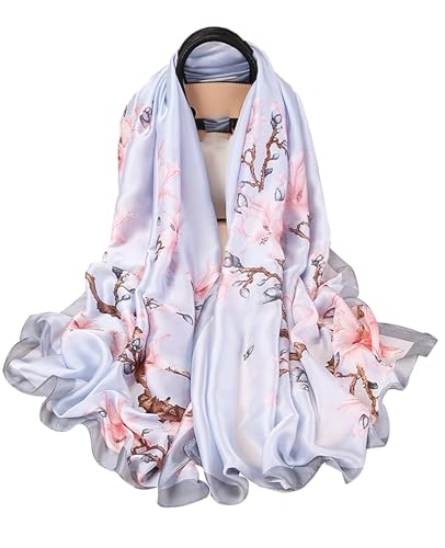 Hioyiwse Shawl Scarf For Women Lightweight Scarves Floral Pattern Formal Evening Dressesformal Shawl Summer Wraps - color: E22-pink Blossom（70.8"x35.4")