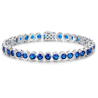 Birthstone Bracelets for Women, Sterling Silver 7 Inch Infinity Tennis Bracelet, Wedding Anniversary Birthday Jewelry Gifts for Women Wife Girlfriend Mom Her - color: 09-Sep-Sapphire