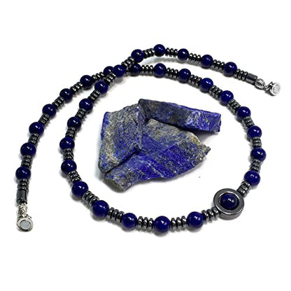 Healing Stress Anxiety Meditation Grounding Energy Gemstone Necklace Series - color: Healing Gemstone Necklace Series-Natural Lapis Lazuli -6 mm 18 inch- Stone