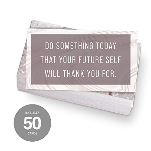 Marble Quartz Daily Gratitude Cards / 50 Motivational Kindness Cards / 25 Inspirational Quote Card Designs / 2” x 3.5” Uplifting Flat Business Card Pack - color: Marble