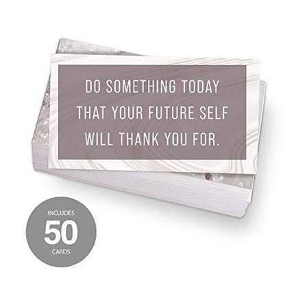 Marble Quartz Daily Gratitude Cards / 50 Motivational Kindness Cards / 25 Inspirational Quote Card Designs / 2” x 3.5” Uplifting Flat Business Card Pack - color: Marble
