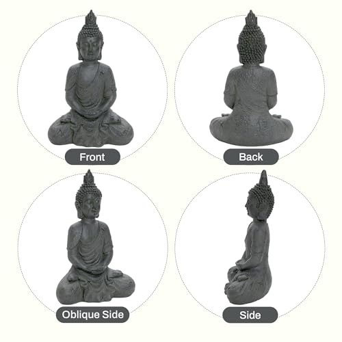 LuxenHome Large Buddha Statue Outdoor and Indoor, 22" Fiber Stone Meditating Buddhas Garden Statues Outdoor, Zen Buddha Garden Sculptures & Statues, Outdoor Statues for Patio, Backyard Deck