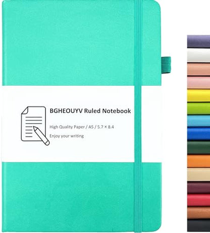 Notebook Journal, College Ruled Notebook Lined A5 160 Pages,Hard Cover Journals for Writing, Notebooks for Work Office School Women Men,5.7 inches x 8.4 inches(Mint Green) - color: Mine Green