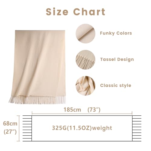 maamgic Womens Scarf Large Pashmina Shawls and Wraps Light Blanket Scarf for Evening Dress Warm Daily Travel Office - color: Cream and White