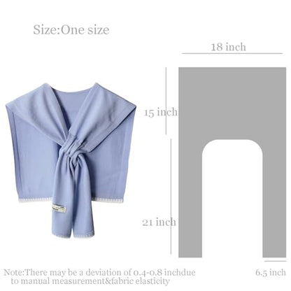 Sweater Shawl Wraps for Women Fashion Knitted Shoulder Shawls Ponchos Casual Sweaters Scarf Cape Wraps with Sleeves - color: 09 Skyblue/White Trim