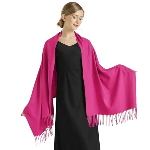 Ciormis Pashmina Scarf for Women, Soft Pashminas Shawls and Wraps for Evening Dresses, Wedding Bride Bridesmaid Shawls Scarf - color: Fuchsia
