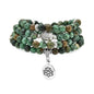 6mm 108 Mala Beads Bracelet, Yoga Zen Necklace with Buddha and Lotus Charm for Prayer - style: African Turquoise