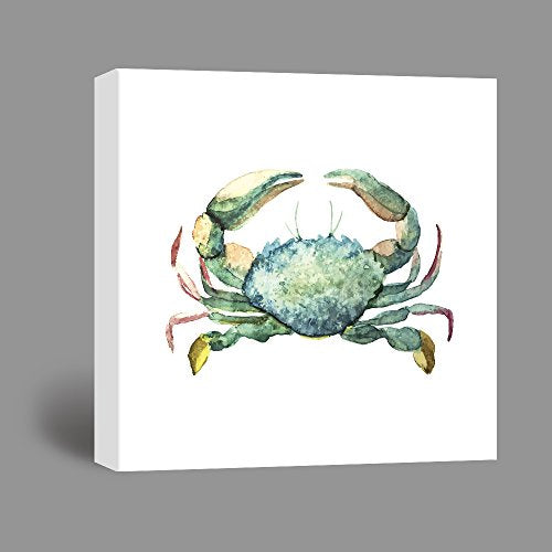 wall26 - 2 Panel Square Canvas Wall Art - Watercolor Painting Style Crabs in Red and Green - Giclee Print Gallery Wrap Modern Home Art Ready to Hang - 12"x12" x 2 Panels - color: Crabs in Red and Green, size: 12" x 12" x 2 panels