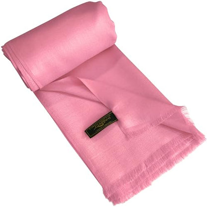 CJ Apparel Solid Color Fringe Design Fringe Shawl Scarf Wrap Stole Throw Head Wrap Pashmina Gift Hand Made in Nepal New - color: Rose Pink Fc1110