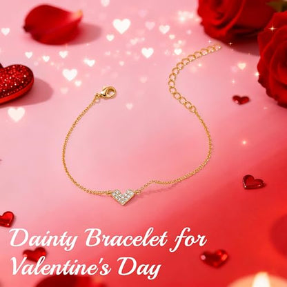 3mm Diamond Classic Tennis Bracelet for Women Dainty, Gold Jesus Cross Bracelets Trendy, 14K Gold Plated Heart/Evil Eye/Pearl/Starfish & Seashell Charm Bracelets for Women Bulk - style: Gold Plated Heart