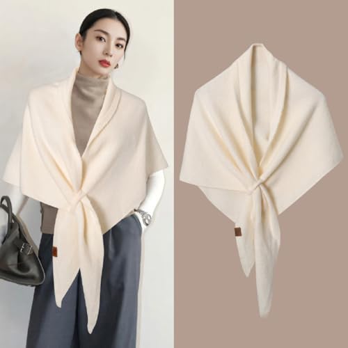 Women Pashmina Shawl Wraps Knitted Shawls and Wraps Cardigan Cape Wool Cashmere Shoulder Top Sweater Shawl Scarf - color: Beige