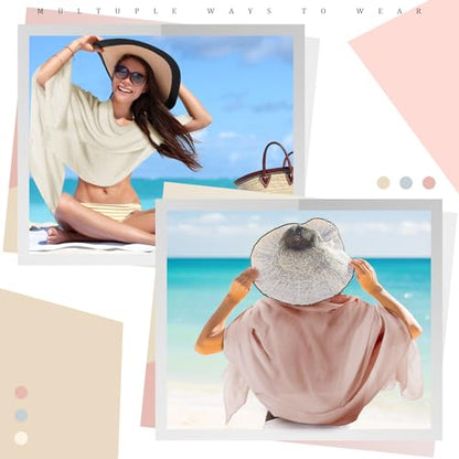 Patelai Sun Shawl Sun Protection Beach Travel Shawl Women's Beach Wraps for Women Travel Essentials - color: Gray,pink,cream, size: 79 x 32 Inch