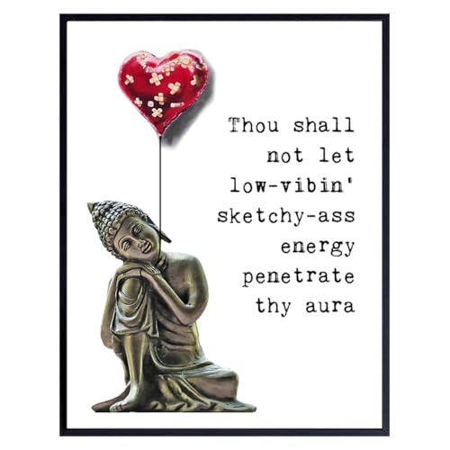 Zen Buddha Wall Art & Decor - LARGE 11X14 - Spa Room Decor - Spiritual Gifts for Women - Namaste Wall Decoration - Positive Quotes Poster - Encouragement Gifts for Women - Meditation Buddhist Sign - size: 11"L x 14"W