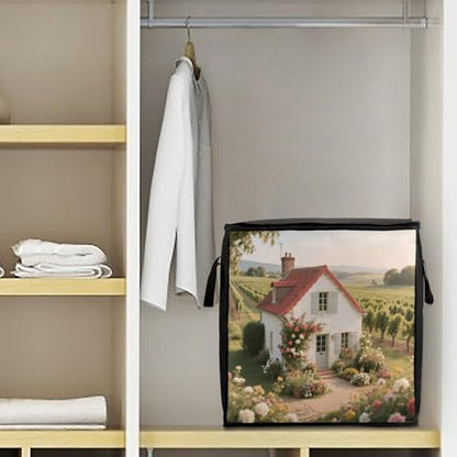 French Country Storage Bag Portable Closet Organizer Storage Bags Quilt Storage Bags with Zippered Breathable Storage Bag with Carry Handles for Blanket Pillow Bedding