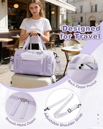 Gym Bag for Women,Travel Duffel Bag with Shoes Compartment Personal Item Carry On Overnight Bag for Mens Weekender Bag Training Handbag Sports Gym Tote Bag Yoga Bag Purple - color: J3-Purple