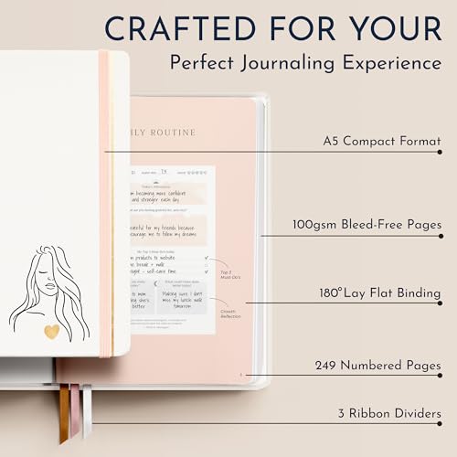 Premium Gratitude Journal for Women – 6 Month Guided Daily Prompts – Hardcover, 249 Pages, Lay Flat, 100gsm Paper, Gift Boxed – Affirmation, Self Care Gifts for Women, Mindfulness, Wellness - color: Gratitude - Beige