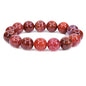 Keleny Natural Gem Semi Precious Gemstones 14mm Round Beads Crystal Stretch Bracelets 7 Inch Unisex - color: 14mm Red Crab Fire Agate