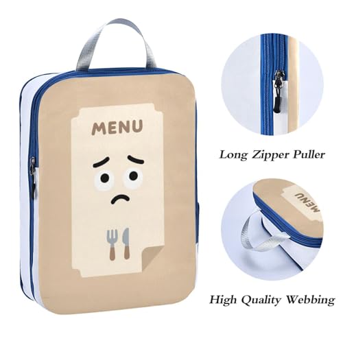 Stackable 3 Set Packing Travel Organizer Polyester Plastic Bags for Clothes, Food Indecision Look (3 Set) - color: Food Indecision Look