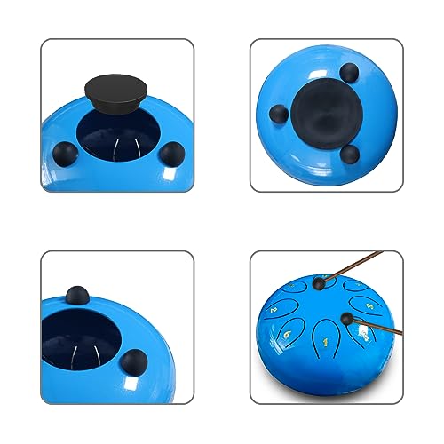 rain drum for outside，Steel Tongue Drum 8 Notes 6 Inches Chakra Tank Drum Steel Percussion Padded Travel Bag and Mallets，Musical Education Entertainment Meditation Yoga Zen Gifts(Light blue) - color: Light blue