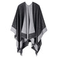 Women's Shawl Wrap Poncho Cape Cardigan Open Front Coat Shawl Wrap Scarf for Spring Fall Winter - color: Black Grey