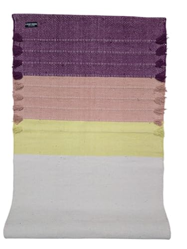 Indian Handmade100 % Organic Anti Skid Multi Colour Cotton Yoga Mat - Eco-Friendly Hand-Woven Rug - Non-Slip & Thick (24”x72”x5mm) for Hot yoga & Everyday Fitness at Home - Comfortable & Foldable Extra-Long Mat - color: Multi 9