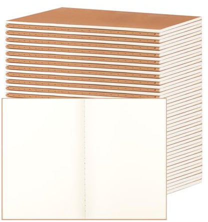 48 Pack A5 Blank Kraft Notebooks Bulk, Journaling Notebooks, Soft Cover Composition Notebook, 8.3x5.5 Inches 60 Pages Travel Journal Notebooks Set for Work, School, Writing - style: Brown-48-Blank