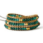 YGLINE Natural Stone Wrap Bracelet for Women Boho Bracelets Healing Crystal Beaded Bracelet Adjustable 3/5 Wraps Bracelet Handmade Birthday Gifts for Women - color: Green Agate(3 wraps)