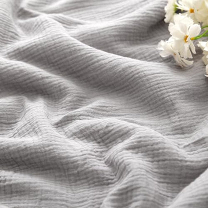 Muslin Cotton Throw Blanket with Flannel for Bed,Super Soft Muslin Blanket with Cozy Flannel for Adults 55 * 72inches,Grey. - color: Grey