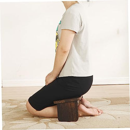 Abaodam Wood Meditation Stool for Zen Practice Non-Skid Kneeling Chair Cushion Portable Folding Buddhist Seat for Home and Tea Ceremony