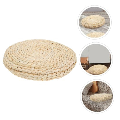 Round Corn Bran Yoga Mat Thickened Meditation Cushion Woven for Meditation Decor