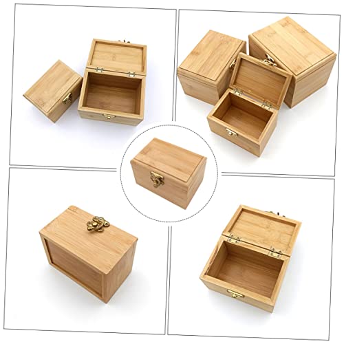 Healifty Bamboo Storage Box Jewelry Box Organizer Square Case Capacity for Home Office Decor Style