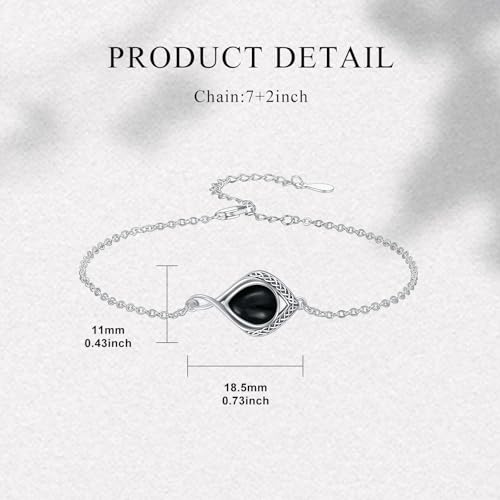 PELOVNY Celtic Knot Bracelet for Women 925 Sterling Silver Infinity Gemstone/Birthstone Bracelets Birthday Christmas Jewelry Gifts for Mom Daughter Wife - color: 01-Celtic-Black Onyx