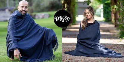 Meditation Shawl or Meditation Blanket, Shawl/Wrap, Oversize Scarf/Stole. Large. Unisex. - color: Denim Blue
