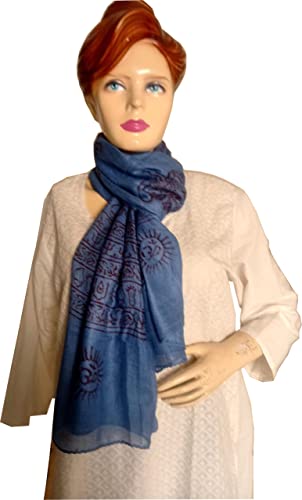 KVR Hindu Pooja Religious Cotton Indian prayer scarf with OM Krishna Ganesha Shiva Nataraja yoga spiritual auspicious prints - color: Blue-shiva-1