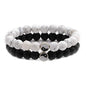 Fashion Men Women Taiji Yin Yang Feng Shui Charm Bracelet Natural White Turquoise and Black Beaded Couple Bracelets Friendship Distance Bracelet Jewelry - color: Couple