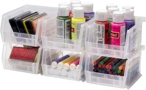 Akro-Mils 30210 AkroBins Plastic Storage Bins, Space-Saving Stackable Bins for Garage, Pantry, Craft Organization, 5" x 4" x 3", Clear, 24-Pack - color: Clear