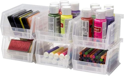 Akro-Mils 30210 AkroBins Plastic Storage Bins, Space-Saving Stackable Bins for Garage, Pantry, Craft Organization, 5" x 4" x 3", Clear, 24-Pack - color: Clear