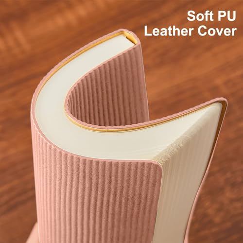 Lined Journal Notebook for Work College Ruled Note Book 7.2"x9.6"B5 PU Leather Daily Journaling 160 Pages for Women Men Writing Home School Supplies Business (Pink) - color: 05-Pink-1pack, style: B5 Lined 160pages
