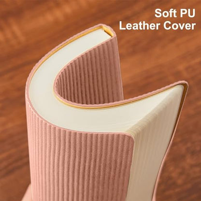 Lined Journal Notebook for Work College Ruled Note Book 5.79"x8.27" A5 PU Leather Daily Journaling 216 Pages for Women Men Writing Home School Supplies Business (Pink) - color: 05-Pink-1pack, style: A5 Lined 216pages