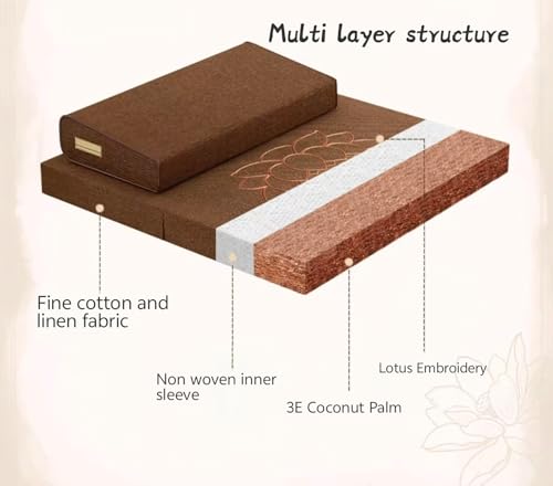 Large Meditation Mats, Meditation Meditation Mats, Futons, Household Folding, Thickened Fabrics, Coconut Palm, Kneeling Mats(Size:60x60cm(24x24inch),Color:Earthy Yellow-1)