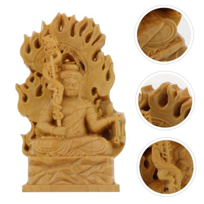 Acalanatha Buddha Statue Hand Carved Boxwood Feng Shui Ornament for Home Decoration Peaceful Energy Sculpture for Meditation Space for Art Lovers