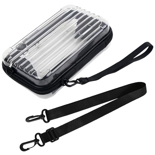 Transparent Hard Shell Cosmetics Case Carrying Hard Bag for Toiletry Storage Cross Body Bag with Shoulder Strap for Detachable Grip Rope and Shoulder Strap for Travel - color: Clear