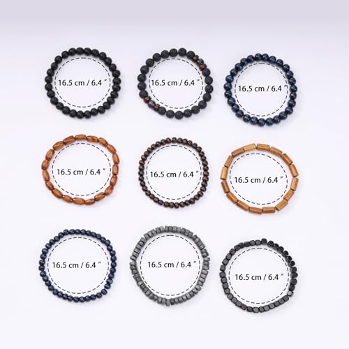 MILAKOO Mens Beaded Bracelets Tribal Wooden Elastic Adjustable Prayer Beads Wrap Cuff for Women - color: L: 10pcs