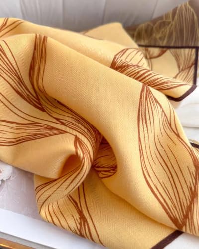 35" Head Scarf Large Square Scarf Like Cotton Hairscarf Fashion Scarves Bandana Night Sleeping Wraps for Women B01 - color: Beige/Coffee Tulips